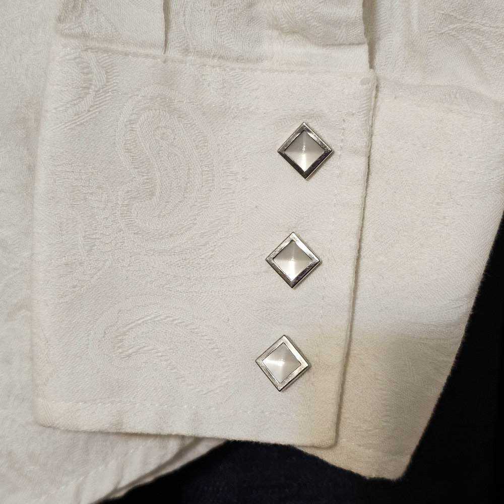 George Strait Wrangler Men's White Diamond Shape Pearl Snap Shirt - Picture 3 of 7